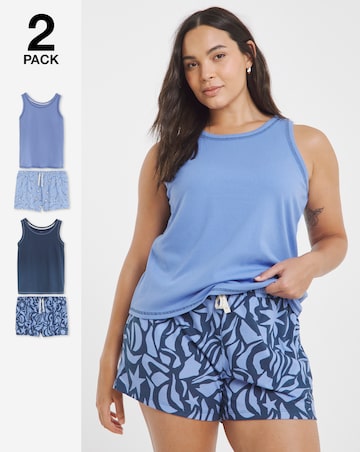 Simply Be (2 Pack) Vest Ribbed Pyjama Shortie Sets