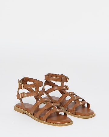 Zaire Scallop Edge Gladiator Flat Sandals - Extra Wide Fit (EEE)