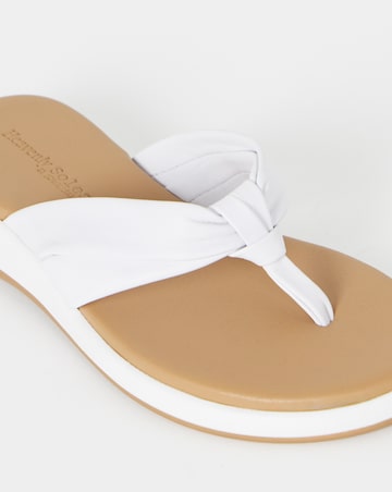 Valencia Leather Toe Post Low Wedge Sandals - Wide Fit (E)
