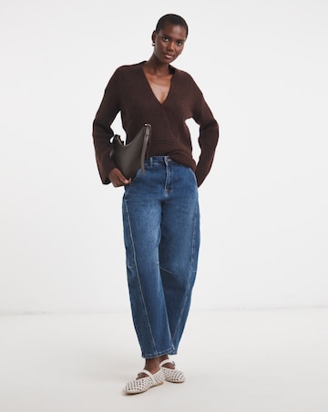 Chocolate Deep V Neck Knitted Jumper