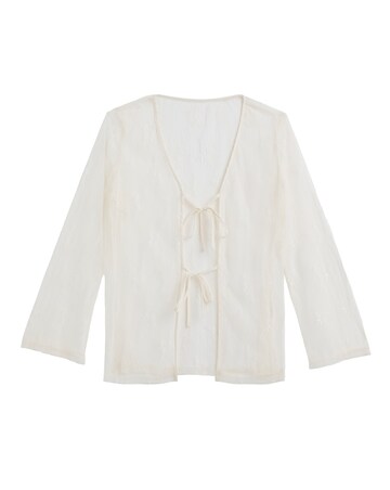 Simply Be Ecru Lace Tie Front Cardi