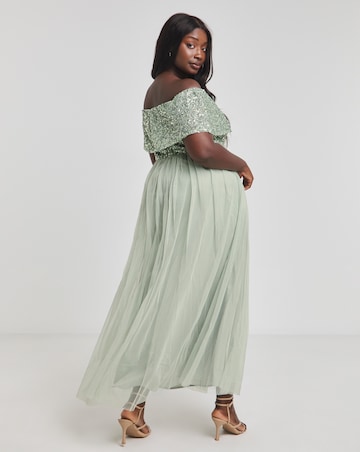 Maya Bardot Sequin Embellishment Tulle Maxi Dress
