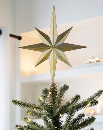 Gisela Graham Antiqued Gold Acrylic 8-Point Christmas Tree Top Star