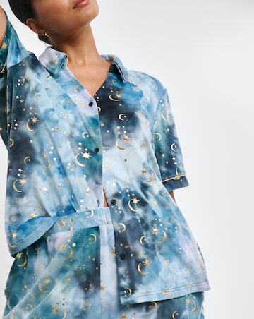 Chelsea Peers Velour Moon and Stars Print Short Pyjama Set
