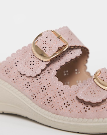 Cushion Walk Pink Buckle Mule Sandals - Extra Wide Fit (EEE)