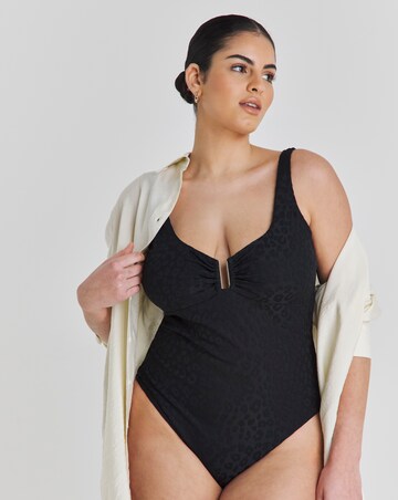 Chelsea Peers U Detail Jacquard Leopard Swimsuit Black