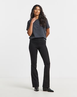 Erin Black Pull On Bootcut Jeggings