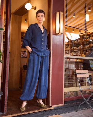 Blue Lyocell Denim Balloon Leg Jogger Jeans