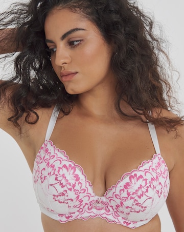 Ann Summers Sexy Lace Planet Plunge Bra White/Pink