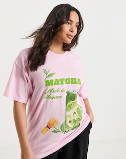 Simply Be Pink Matcha Graphic T-Shirt