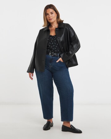 Simply Be Black Ditsy Floral Square Neck Rib Top