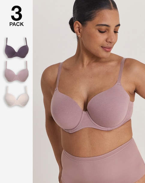 Pretty Secrets (3 Pack) Cotton T-Shirt Wired Bras (B-F)