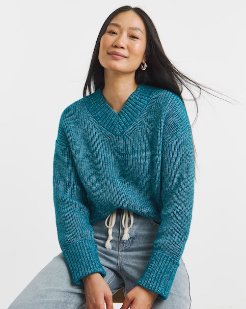 V-Neck Jumper - Teal