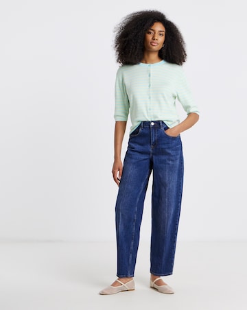 Blue Stripe Short Sleeve Boxy Cardigan