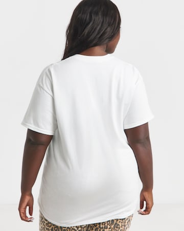Simply Be White Rock 'N' Roll Slogan T-Shirt