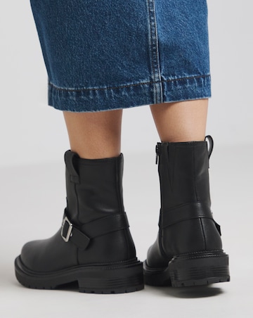 Vada Classic Multi Buckle Biker Boots Extra Wide EEE Fit