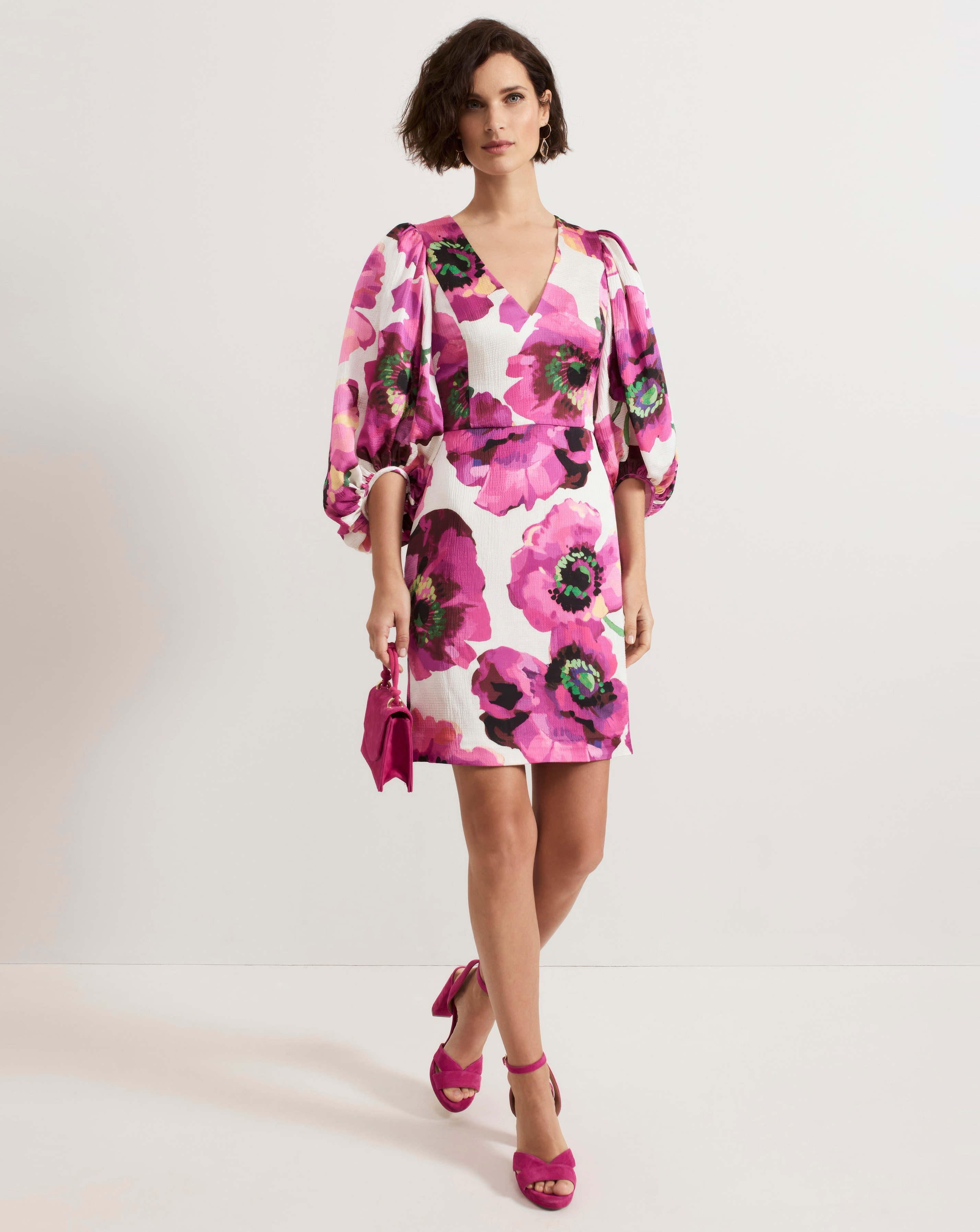 Phase Eight Fiona Floral Puff Sleeve Dress | Fashion World