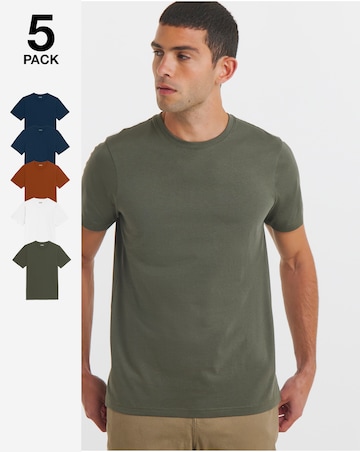 5 Pack Multi Crew Neck T-Shirts Long