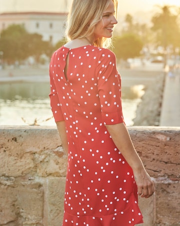 Sosandar Spot Print Ruffle Hem Shift Dress