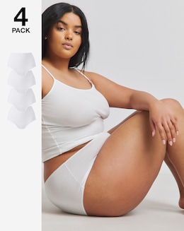 Pretty Secrets (4 Pack) Cotton Full Fit Knickers White