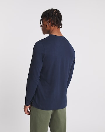 Long Sleeve Grandad T-Shirt Long Length- Navy