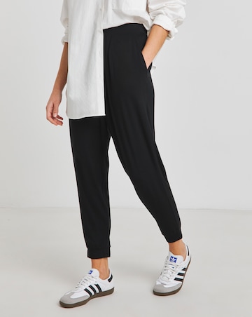 Black Jersey Tapered Trousers