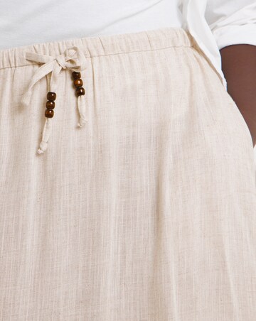 Tie Waist Bead Detail Linen Mix Midaxi Skirt