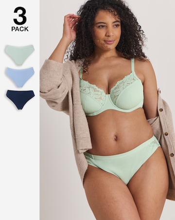 Pretty Secrets (3 Pack) Harper Lace Rib Midi Brazilian Knickers Navy/Green