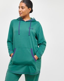 Joe Browns Christmas Longline Hoodie Dark Green