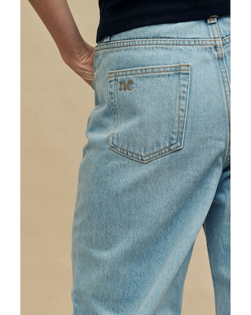 Nobody's Child Blue Light Wash Cropped Denim High Rise Wide Leg Jean