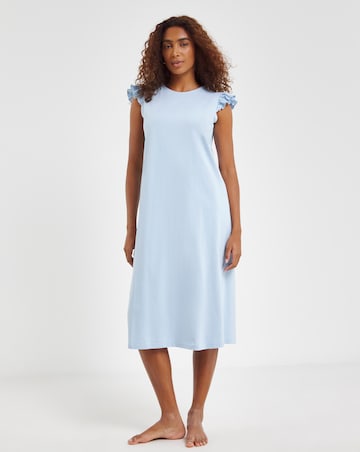 Cotton Jersey Broderie Detail Midi Nightie