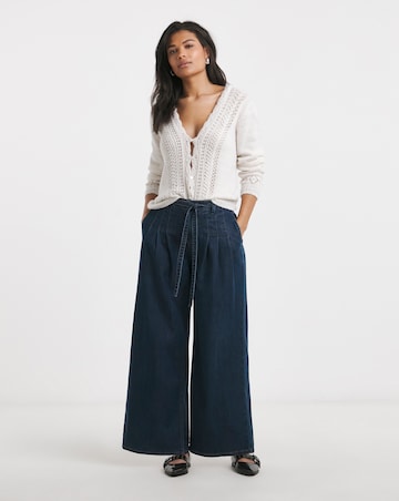 Simply Be Indigo Stretch High Rise Wide Leg Jeans