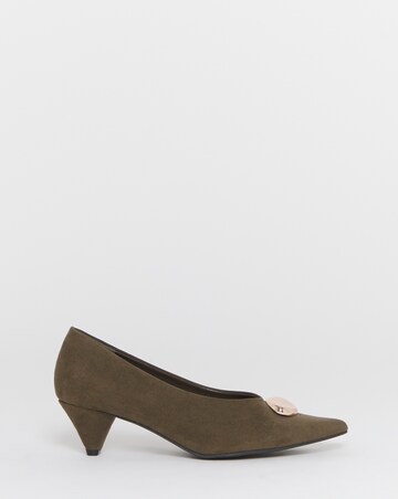 Nevis Kitten Heel Hardware Trim V Cut Court Shoes - Wide Fit (E)