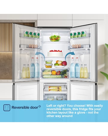 Fridgemaster MC55240DES Fridge Freezer with Water Dispenser- E Rated 175 CM