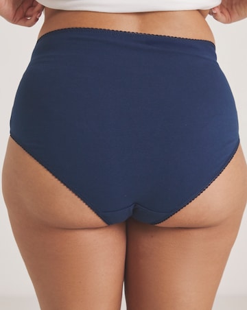 Pretty Secrets (5 Pack) Lace Top Full Brief Knickers Navy/White