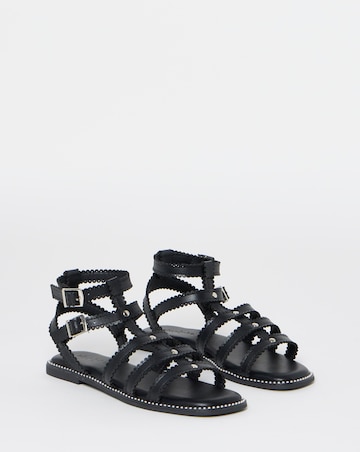 Zaire Scallop Edge Gladiator Flat Sandals - Extra Wide Fit (EEE)