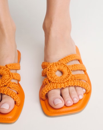 Simply Be Macrame Woven Mule Flat Sandals - Extra Wide Fit (EEE)