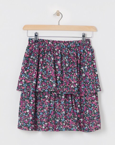 Textured Jersey Tiered Skirt