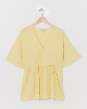 Simply Be Pale Yellow Textured Jersey Wrap Top