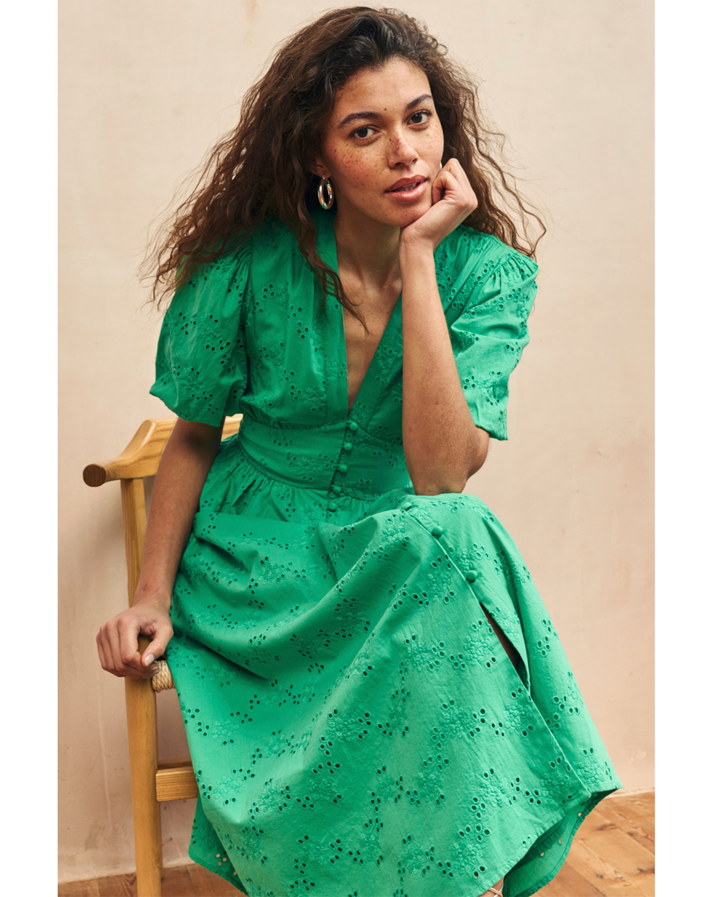 Nobody's Child Green Broiderie Starlight Midi Dress | Fashion World