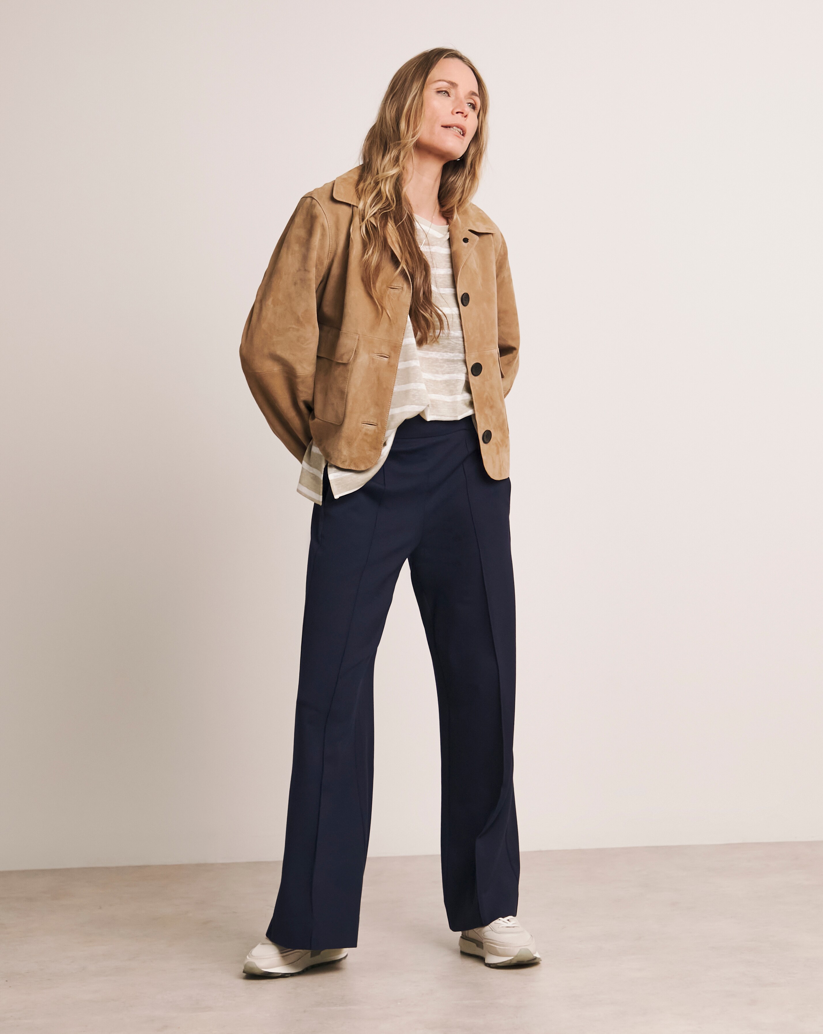 Anthology Navy Ponte Pull On Wide Leg Trouser