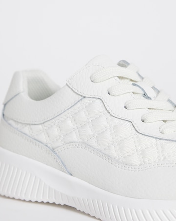 Heavenly Soles Rosetta Lace Up Patterned Leather Trainer - Extra Wide Fit (EEE)