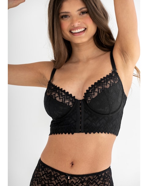 Pour Moi Mixology Longline Front Fastening Wired Bra Black