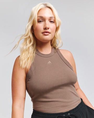 adidas Lounge Ribbed Crop Tank Top