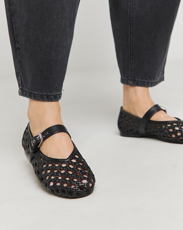 Anthology Valerian Leather Woven Mary Jane Ballerinas Wide E Fit