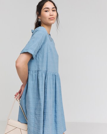 Blue Check Bow Detail Smock Dress