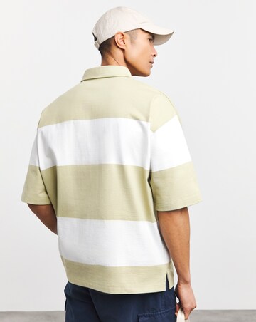 Armor Lux Striped Pale Olive Rugby Polo - Pale Olive