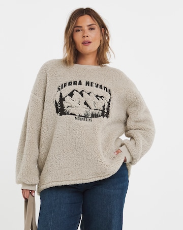 Cream Teddy Embroidered Sierra Nervada Sweatshirt
