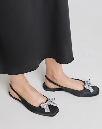 Monroe Diamante Bow Slingback Shoes - Extra Wide Fit (EEE)