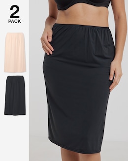 Pretty Secrets (2 Pack) Half Slips Length 27in Black/Almond